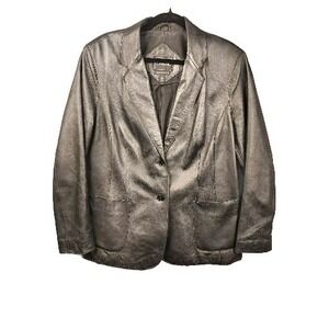Outlook Womens Black Genuine Lambskin Leather Blazer Jacket Size Large Blokecore